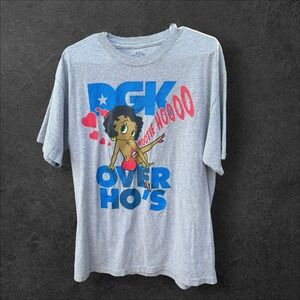 DGK Betty Boop Hootie Hooo Over Hos Shirt Large Gray Skateboard Streetwear Rare